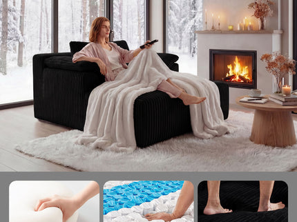 Chaise Lounge Chair, Deep Seat Sleeper Couch For Living Room