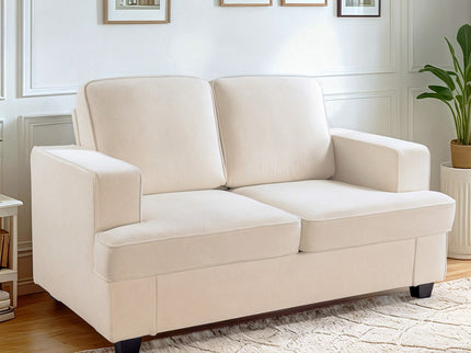 Modern Loveseat, Comfortable 2 Seater Couch With Deep Seating, Loose Back Cushions, Wide Arms