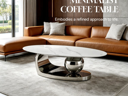 Oval Coffee Table With Geometric Precision