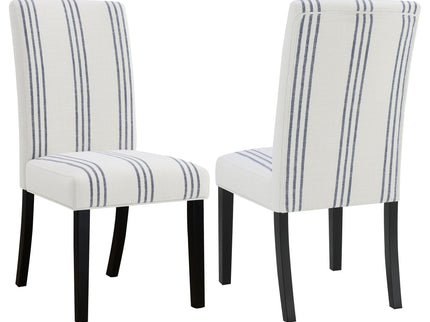 Draper - Upholstered Dining Chair (Set of 2) With Vertical Stripes - Beige