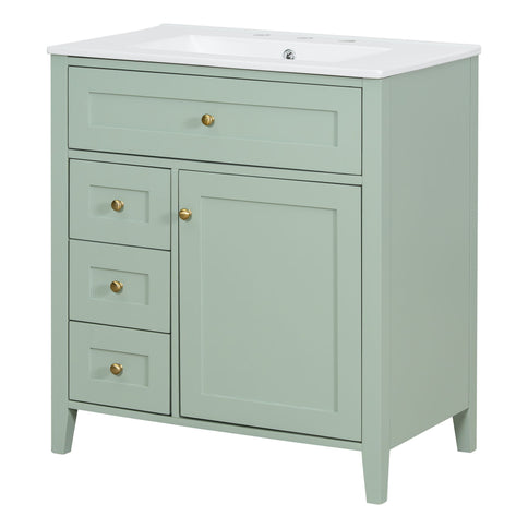 Modern Bathroom Vanity With Sink, 3 Drawers And Adjustable Shelf