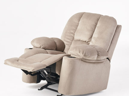 Luxurious Manual Recliner Chair With Skin-Friendly Fabric And Dual Cup Holders