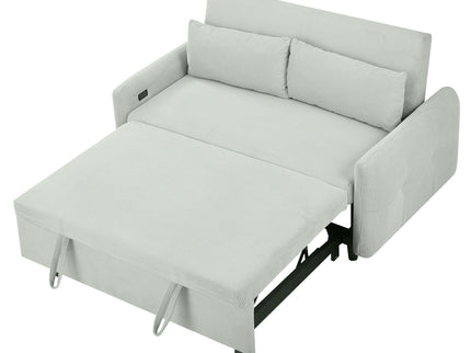 Pull-Out 2 Seat Modern Sleeper Sofa With 2 Throw Pillows And USB Ports