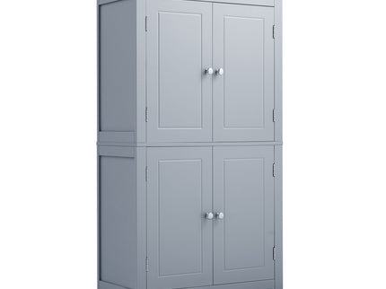 Elegant Bathroom Floor Storage Cabinet With 4 Doors, Adjustable Shelves
