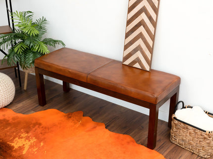 Austin - Bench With Lines - Antique Brown / Brown / Rustic / Tan