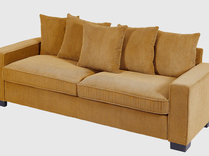 Luxe Sofa With 5 Matching Toss Pillows, Sleek Design, Spacious And Comfortable 3 Seater Couch