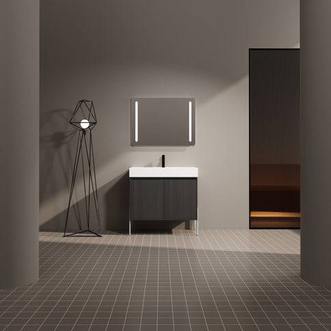 Freestanding Bathroom Vanity With Resin Sink And Storage Cabinet