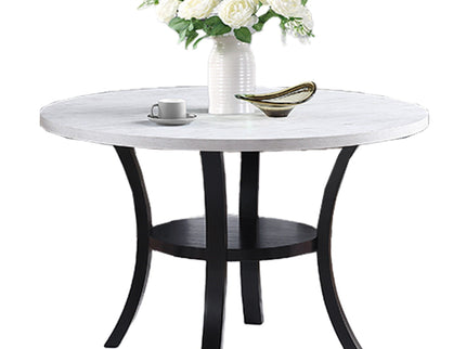 Elegant 5 Piece Dining Set Dark Chairs Top Table With Lower Shelf Kitchen Dining Room