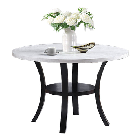 Elegant 5 Piece Dining Set Dark Chairs Top Table With Lower Shelf Kitchen Dining Room
