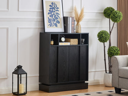 Fluted Sideboard Buffet Cabinet With 2 Doors And Adjustable Shelf, Storage Cabinet For Entryway