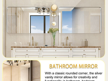 Rounded Corner Rectangle Bathroom Mirror For Wall Metal Frame Wall Mounted Bathroom Mirror Vanity Bathroom Mirror (Horizontal & Vertical)