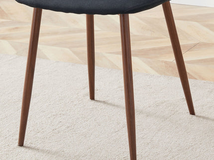 Luxury Simple Chair (Set of 4) Linen Cotton High Resilience Dining Chair With Metal Color Leg - Black / Walnut