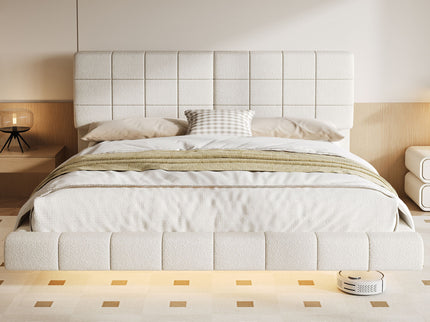 Floating Bed With Light, Soft Touch Surface