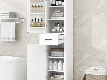 Tall Freestanding Bathroom Storage Cabinet With 2 Doors And Adjustable Shelves