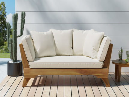 Outdoor Acacia Wood Expandable Daybed With Cushions