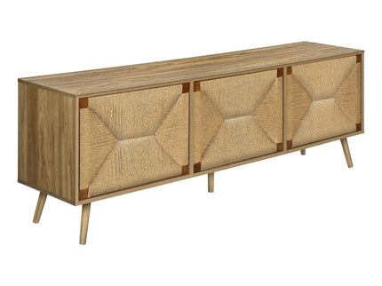 TV Stand, Storage Cabinet Console With Adjustable Shelf And Cable Management - Walnut