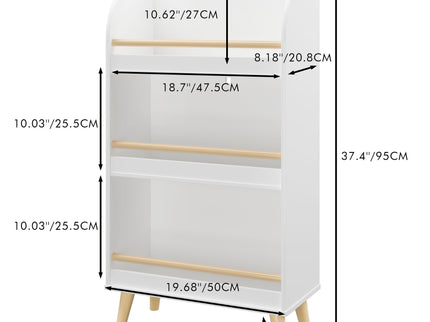 Bookshelf 3 Tier Book Organizer With Toy Storage - White