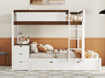 Bunk Bed With Twin Size Trundle, Storage And Desk