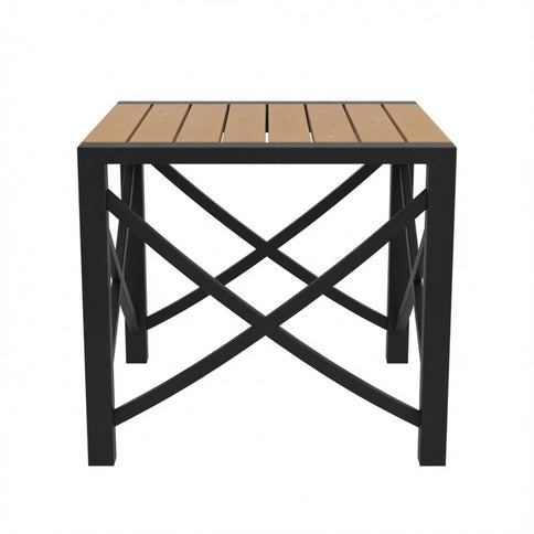 Square Outdoor Patio End Table - Black