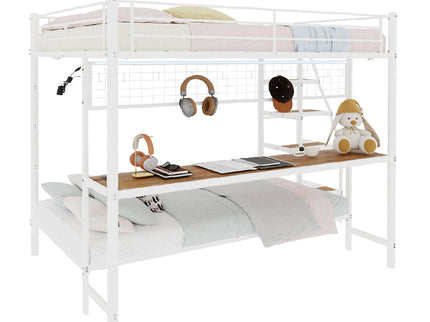 Bunk Bed With Built In Desk And LED Lighting