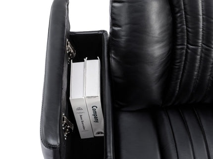 270° Power Swivel Recliner Home Theater Chair With Hidden Arm Storage, LED Light, Cup Holder, And Tray Table