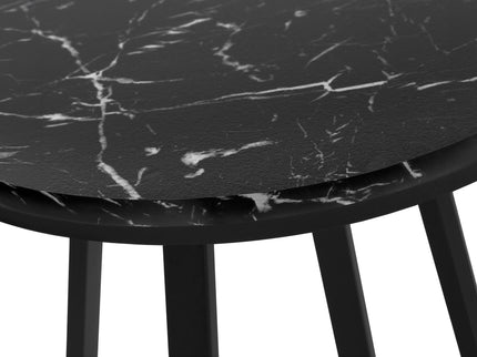 Accent Table, Side, Round Marble Look Contemporary & Modern - Black
