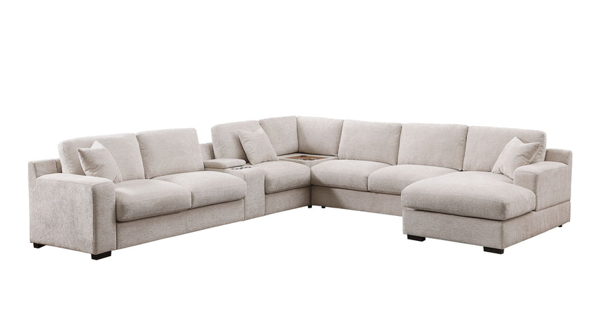 Celine - Fabric Corner Sectional Sofa With Right-Facing Chaise, Cupholders, And Charging Ports