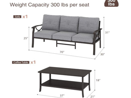 Patio Furniture Set, Coffee Table And Cushions For Backyard