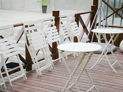 3 Piece Patio Bistro Set Of Foldable Round Table And Chairs