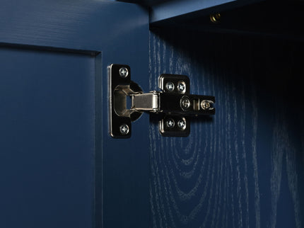 Elegant Sideboard With Sophisticated Wavy Pattern Doors And Arched Groove Design, Adjustable 4 Door Layout