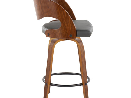 Pino - Mid Century Modern Fixed Height Barstool With Swivel With Round Footrest (Set of 2)