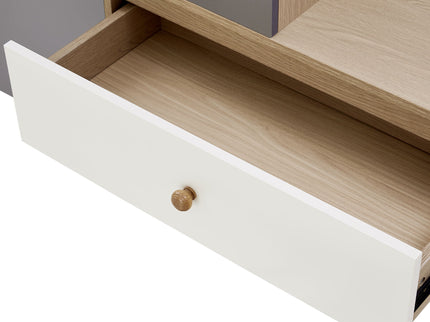 Modern Multi Functional Shoe Storage Bench & Cabinets With Adjustable Shelves - Gray / Natural Wood / White