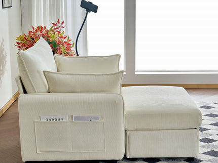 Comfy Oversized Chaise Lounge Chair With Ottoman And Storage
