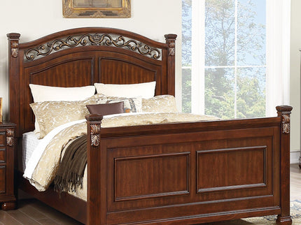 Bed With Ornate Carvings And Curved Headboard