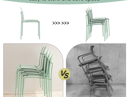 Single Chairs With Color Blocking Design (Set of 4) - Haze Green / White