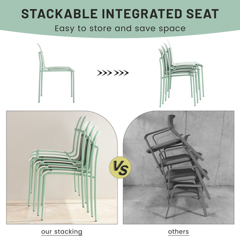Single Chairs With Color Blocking Design (Set of 4) - Haze Green / White
