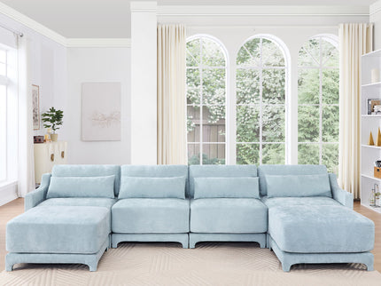 Stylish Sofa With Ottoman And Lumbar Pillows, Ergonomic Design
