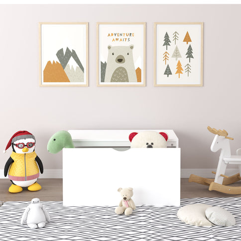 Toy Storage Organizer With Rolling Drawer, Chest With Wheels, Large Pull Out Bin For Nursery - White