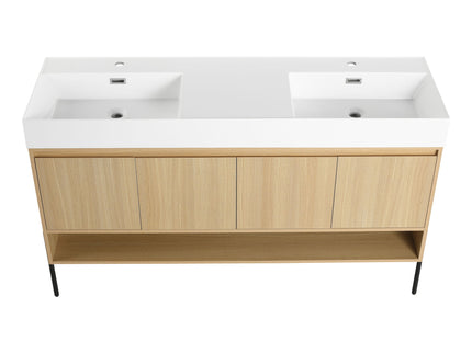 Modern Bathroom Vanity Combo With Single Resin Sink And Storage Cabinet