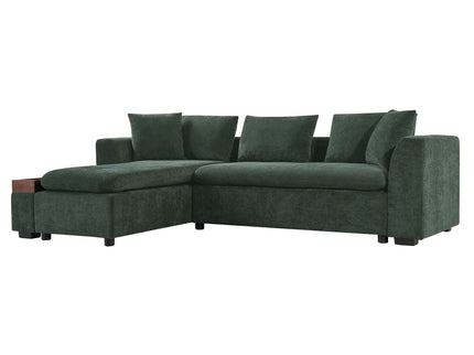 Modern L Shaped Sectional Sofa With Upholstery And Wooden Storage