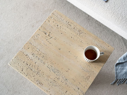 Square Side Table With Pedestal Base