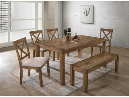 Dining Set With Table, Bench And 4 Chairs - Oak