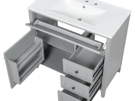 Bathroom Vanity With Sink, Cabinet With 3 Drawers And Adjustable Shelf
