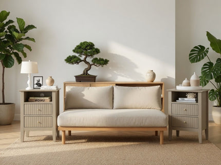 Fluted Nightstand With 2 Drawers