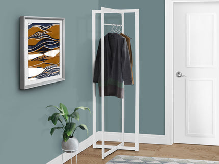 Coat Rack, Hall Tree, Free Standing, Hanging Bar, Entryway, For Contemporary & Modern - White