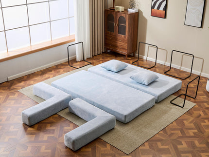 Convertible Floor Sofa Bed With Pillow Back Support Armrest