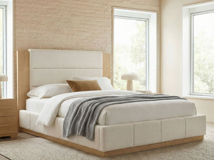 Modern Upholstered Platform Bed With Extended Headboard