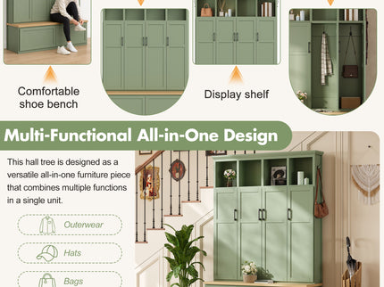 Hall Tree With 4 Hidden Cabinets