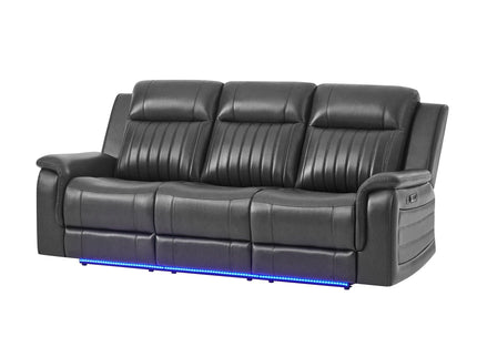 Ian - Power Reclining Sofa With LED & Global Surround System - Charcoal