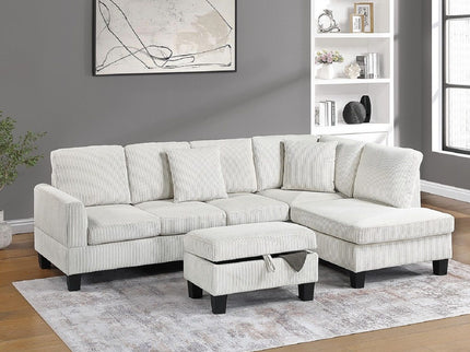 Sectional Sofa With Storage Ottoman And Pillows
